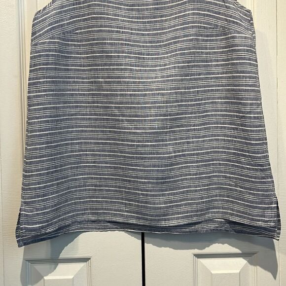Lord&Taylor‎ Blue/White Striped Sleeveless Linen Top Size L - Picture 3 of 10